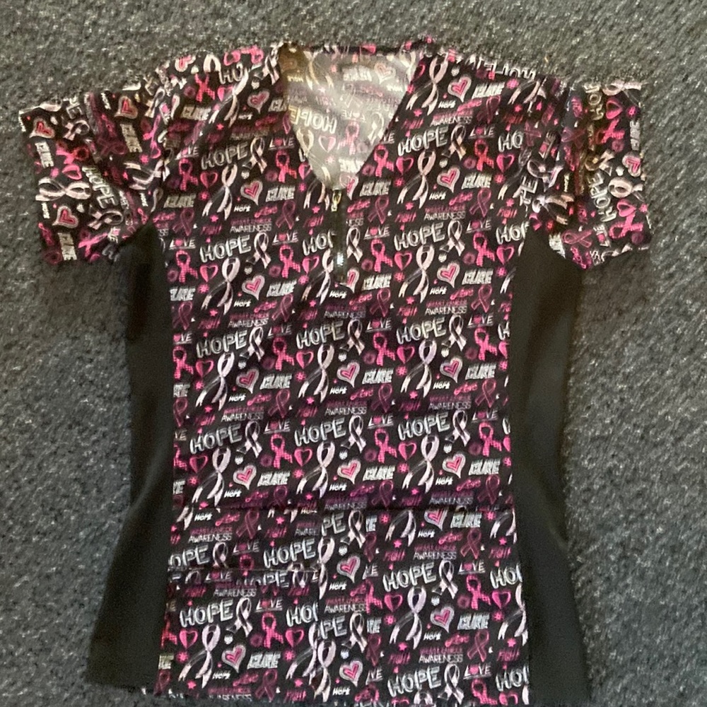 Breast cancer awareness scrub top